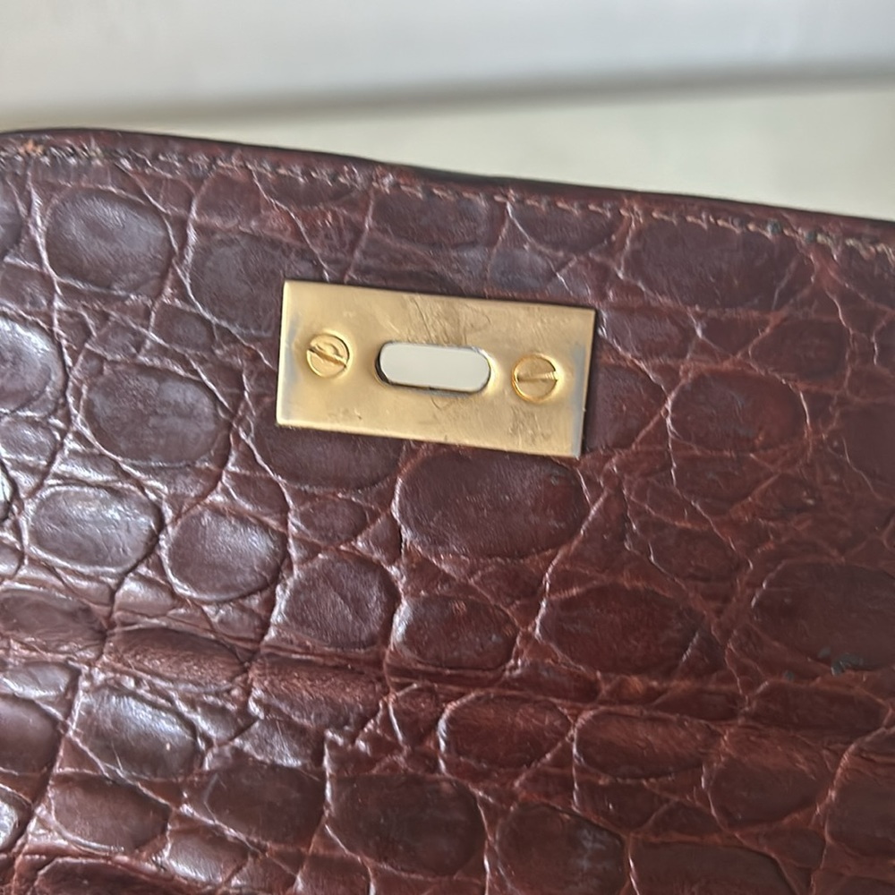 🔥HP🔥True VTG Maraolo small Alligator Crossbody Bag, brown, Italy - Picture 8 of 17